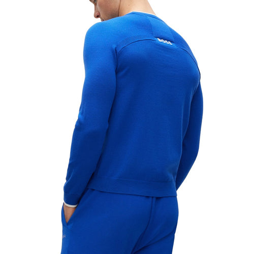 BOSS Ralvin 常规版型弹力高尔夫毛衣 - 中蓝色