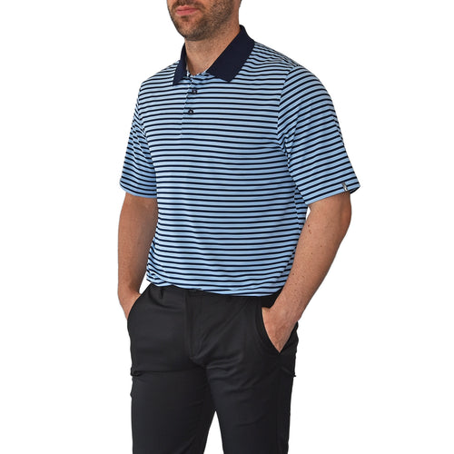 KJUS 路易斯条纹马球高尔夫衬衫 - 百慕大蓝/亚特兰大蓝