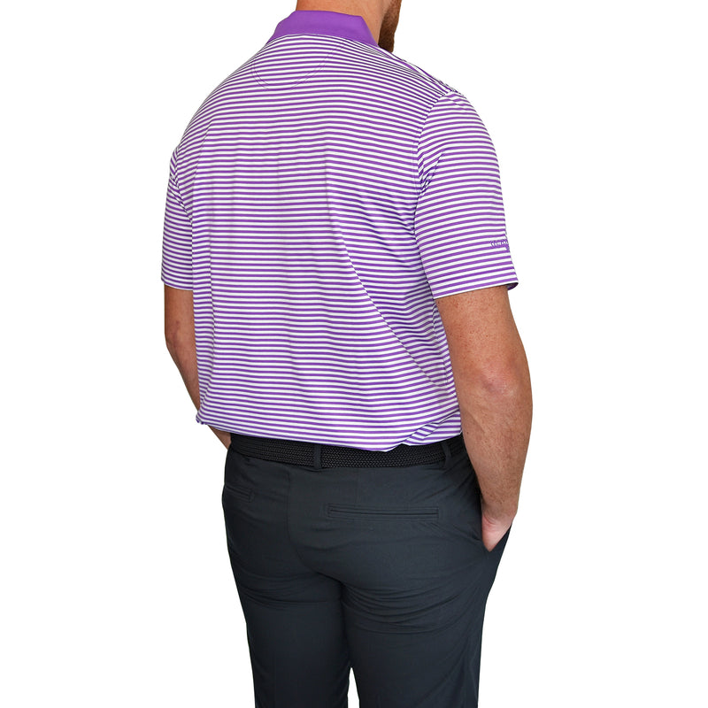 Glenmuir Letham 条纹丝光棉豪华高尔夫 Polo 衫 - 紫水晶色/白色