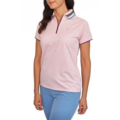 RLX Ralph Lauren 女式 Tour Pique 1/4 拉链高尔夫衬衫 - 粉色沙色多色