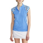RLX Ralph Lauren 女士 SS Quarter-Zip Piqué 高尔夫衬衫 - 亮蓝色