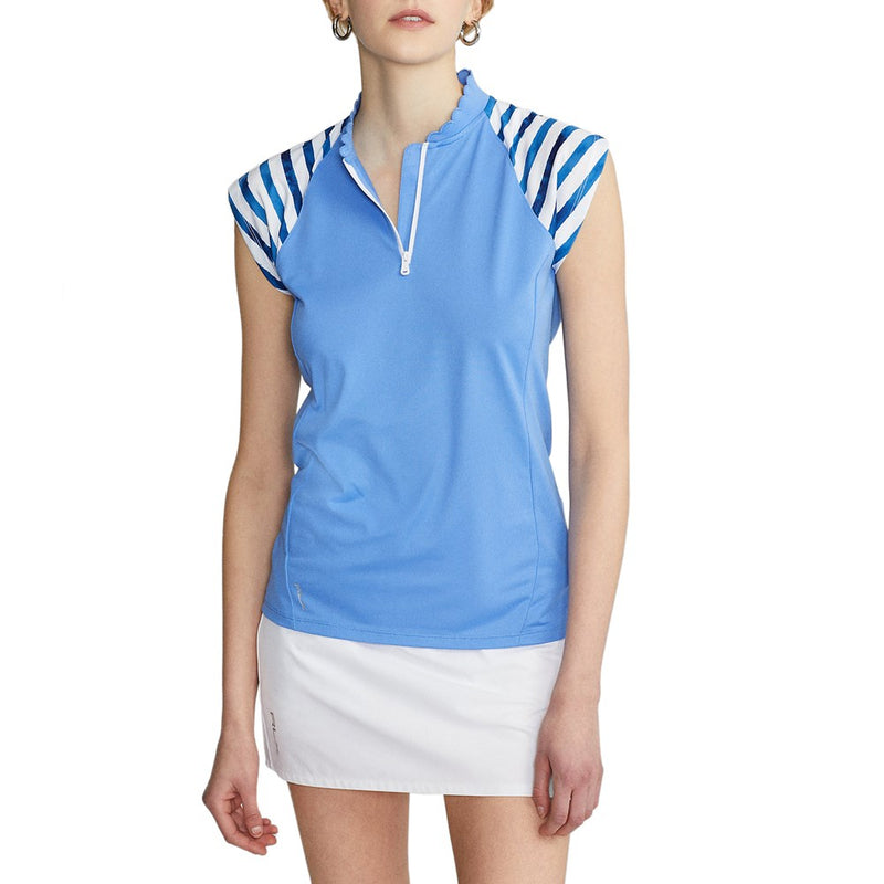 RLX Ralph Lauren 女士 SS Quarter-Zip Piqué 高尔夫衬衫 - 亮蓝色
