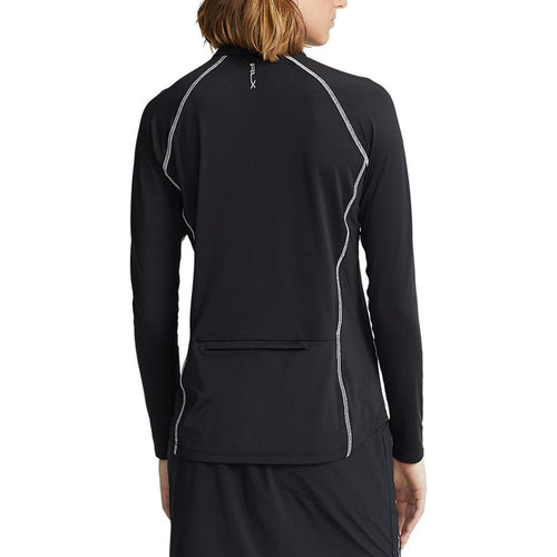 RLX Ralph Lauren 女式球衣 UV 四分之一拉链高尔夫套头衫 - Polo 黑色