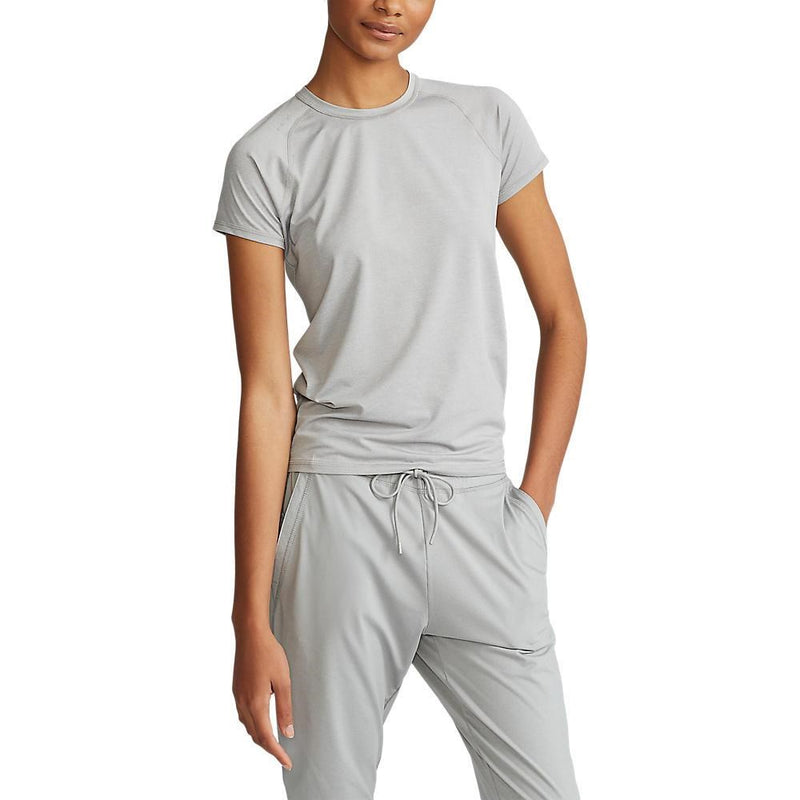 RLX Ralph Lauren 女式桃色 Airflow 短袖圆领上衣 - 灰色希瑟
