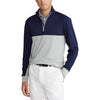 Polo Golf Ralph Lauren 半拉链桃色球衣 - 法国海军蓝/灰色希瑟