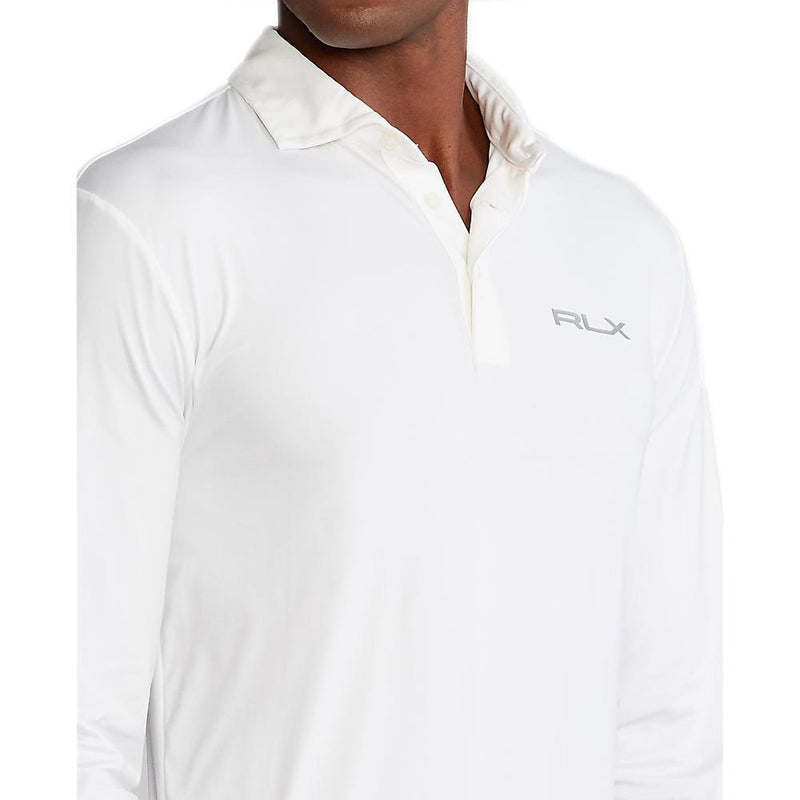 RLX Ralph Lauren Solid Airflow Performance 长袖 Polo 衫 - 纯白色