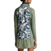 RLX Ralph Lauren 女式球衣 UV 四分之一拉链高尔夫套头衫 - 艺术家抽象迷彩/工装绿
