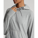 RLX Ralph Lauren 女式徽标混合平纹针织连帽衫 - 浅灰色希瑟