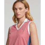RLX Ralph Lauren 女式 Tour Pique 高尔夫衬衫 - 沙漠玫瑰色/哈特拉斯蓝色