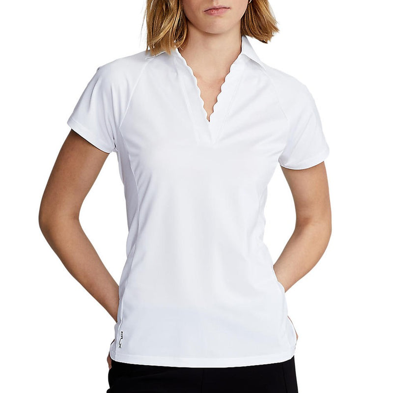 RLX Ralph Lauren 女子巡回赛表演 V 领高尔夫衬衫 - 纯白色